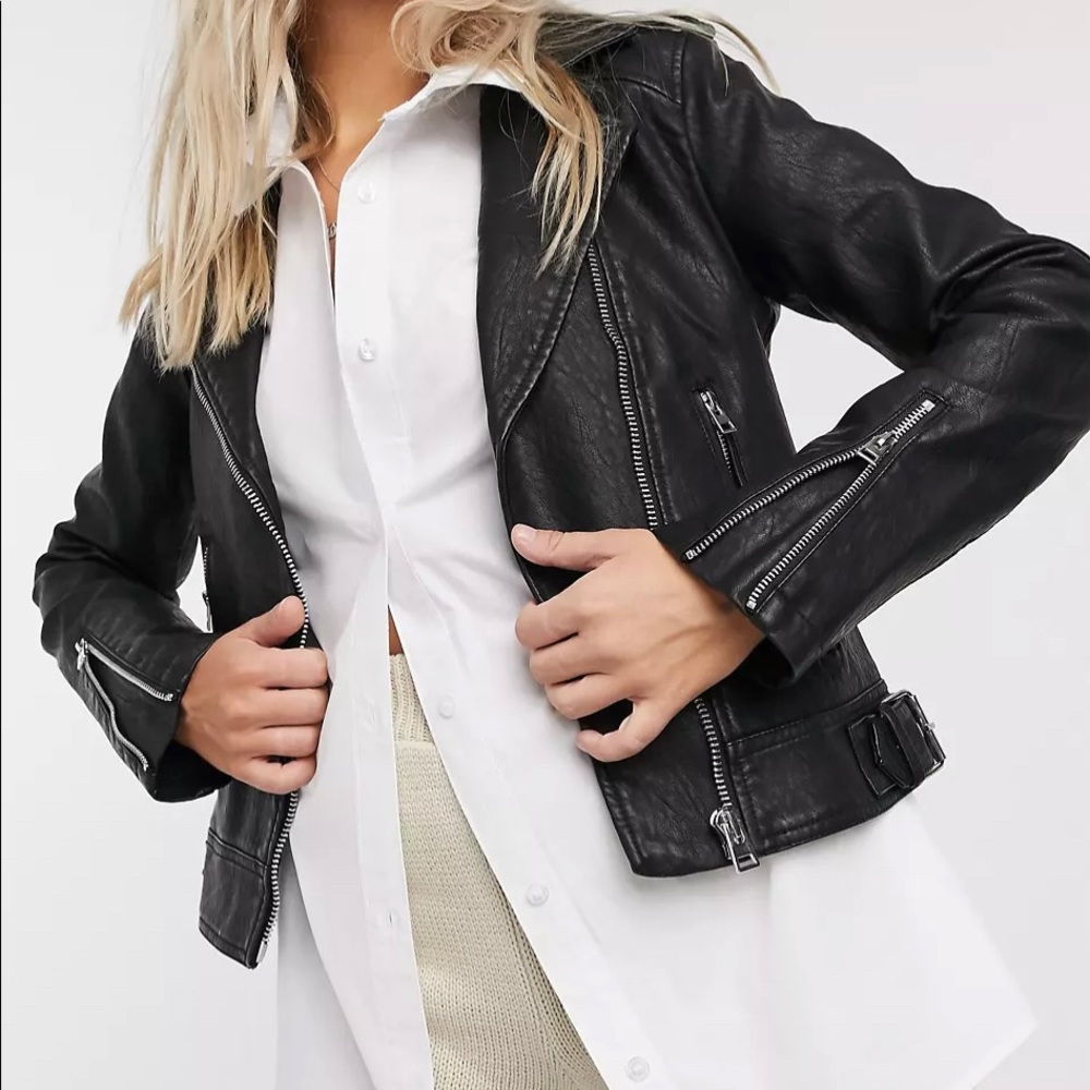 Petite Topshop Faux Leather Jacket